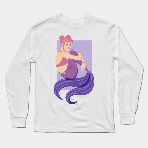 Asian Mermaid Long Sleeve T-Shirt by Twkirky